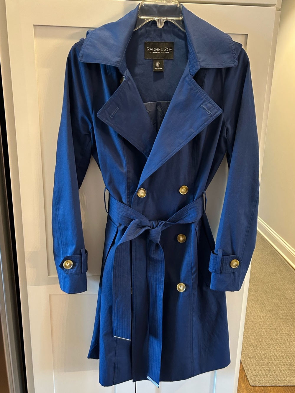 Rachel Zoe Cobalt Blue Double-Breasted Trench Coat in Sz Small
